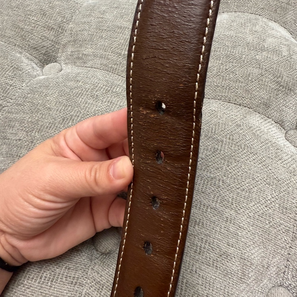 Nocona Brown Leather Belt with Silver Accents - Picture 9 of 10